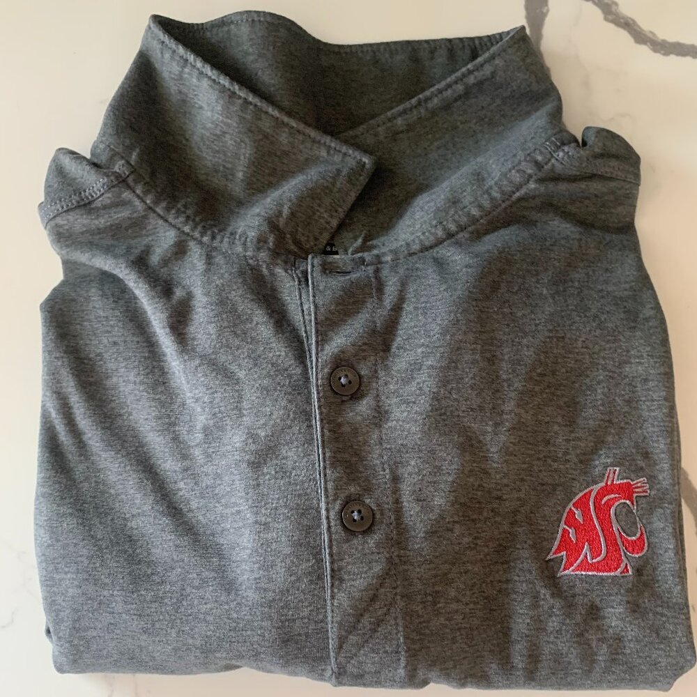 Men's Cutter and Buck WSU/Alaska Airlines 3 Button Polo Size XL 100% Polyester